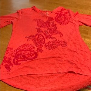 St. John's Bay Pink 3/4 Sleeve Asymmetrical Tunic